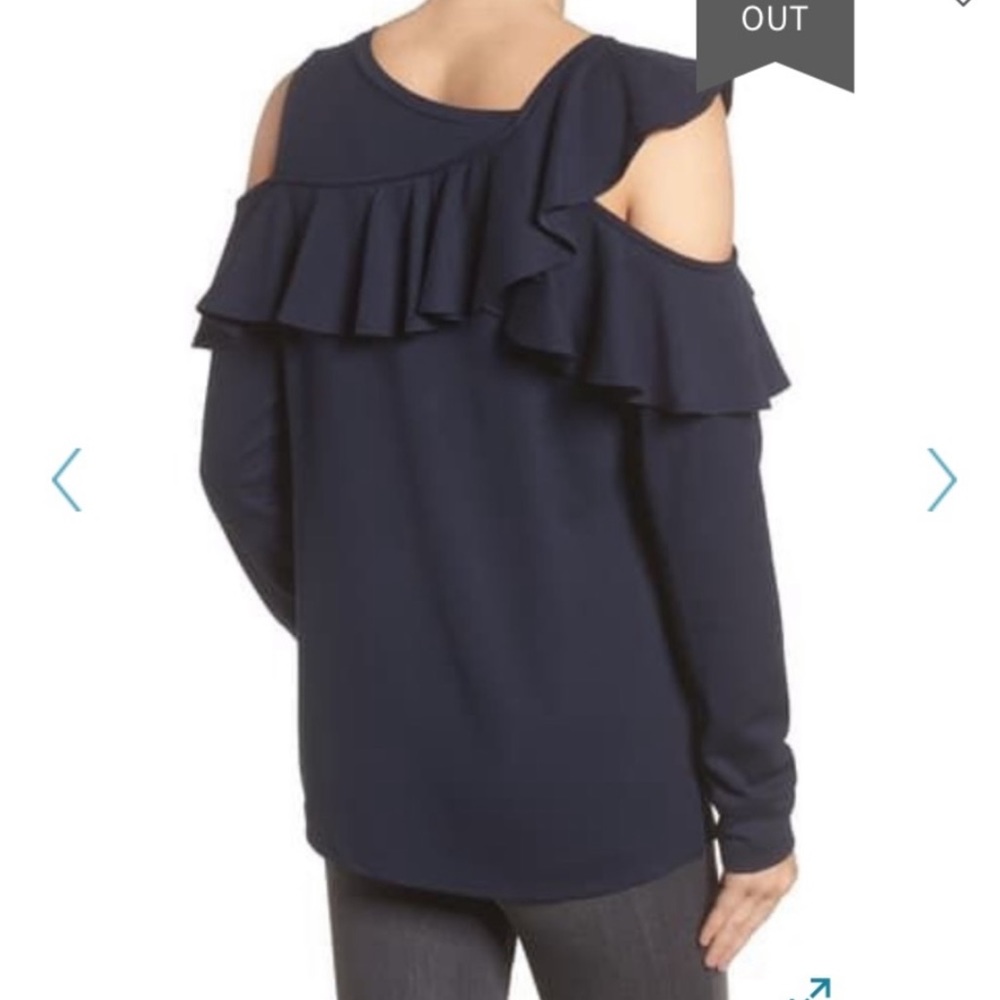 HALOGEN Cold Shoulder Ruffle Sweater - Picture 12 of 15